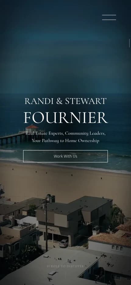 Mobile homepage for the Randi and Stewart Fournier real estate website